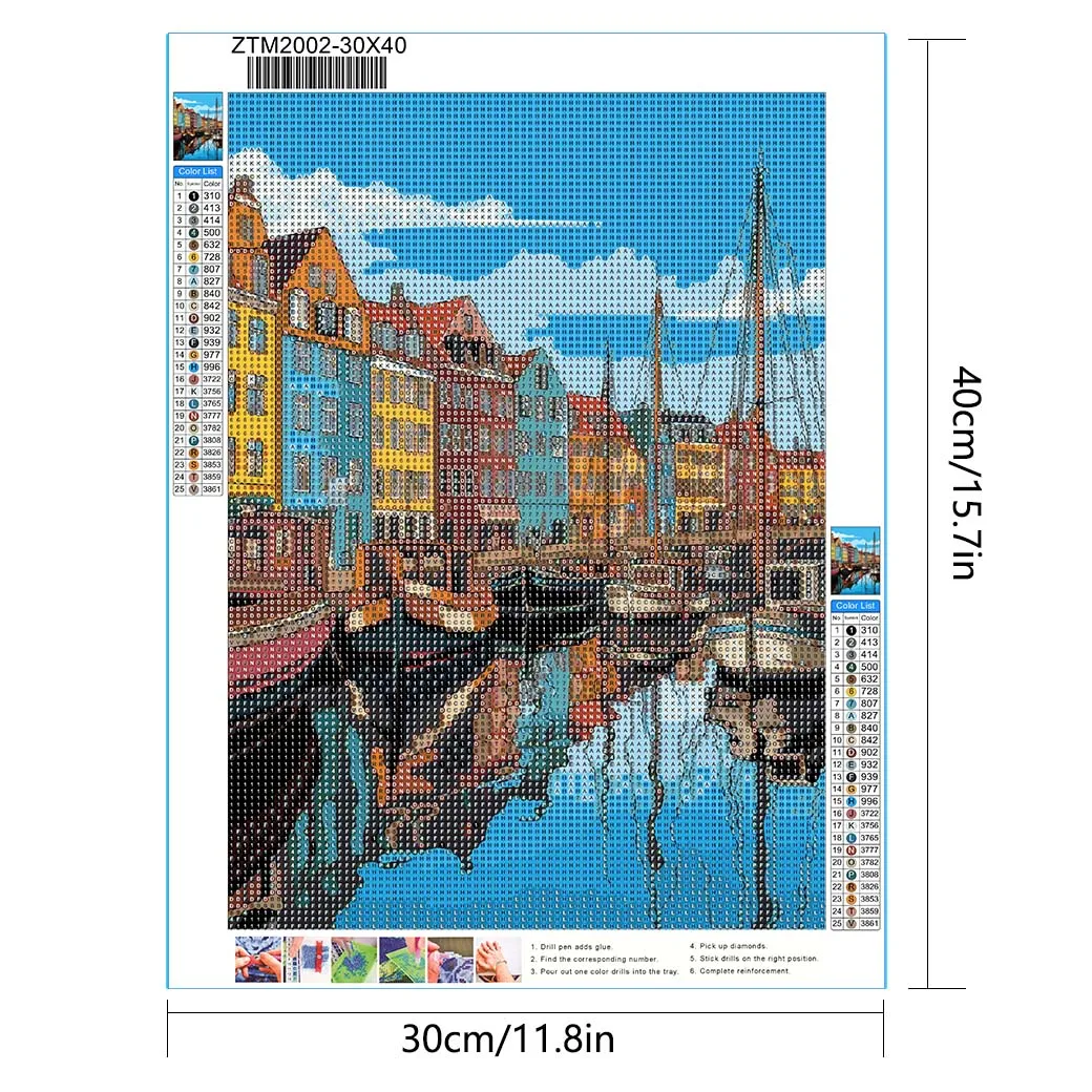 Landscape painting Draw Full Diamond painting Kits DIY Adult port city Diamond Painter Home Wall art Decoration Gift