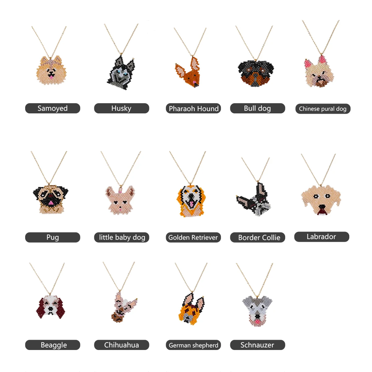 Wholesale Cute Animal Miyuki Seed beads Pendant Necklace Charms 18K Gold Plated for Kids jewelry Great as Gifts