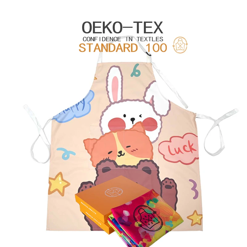 Kefei Eco-friendly 100% cotton customised apron with digital printing process