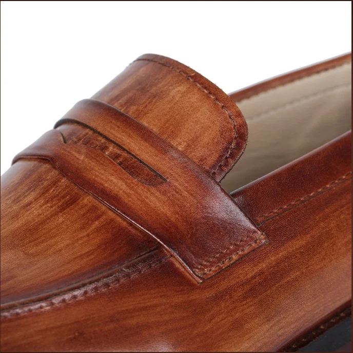 Dual-tone effect hand-painted shoes wholesale calzado formal masculino men loafers footwear formal shoes leather