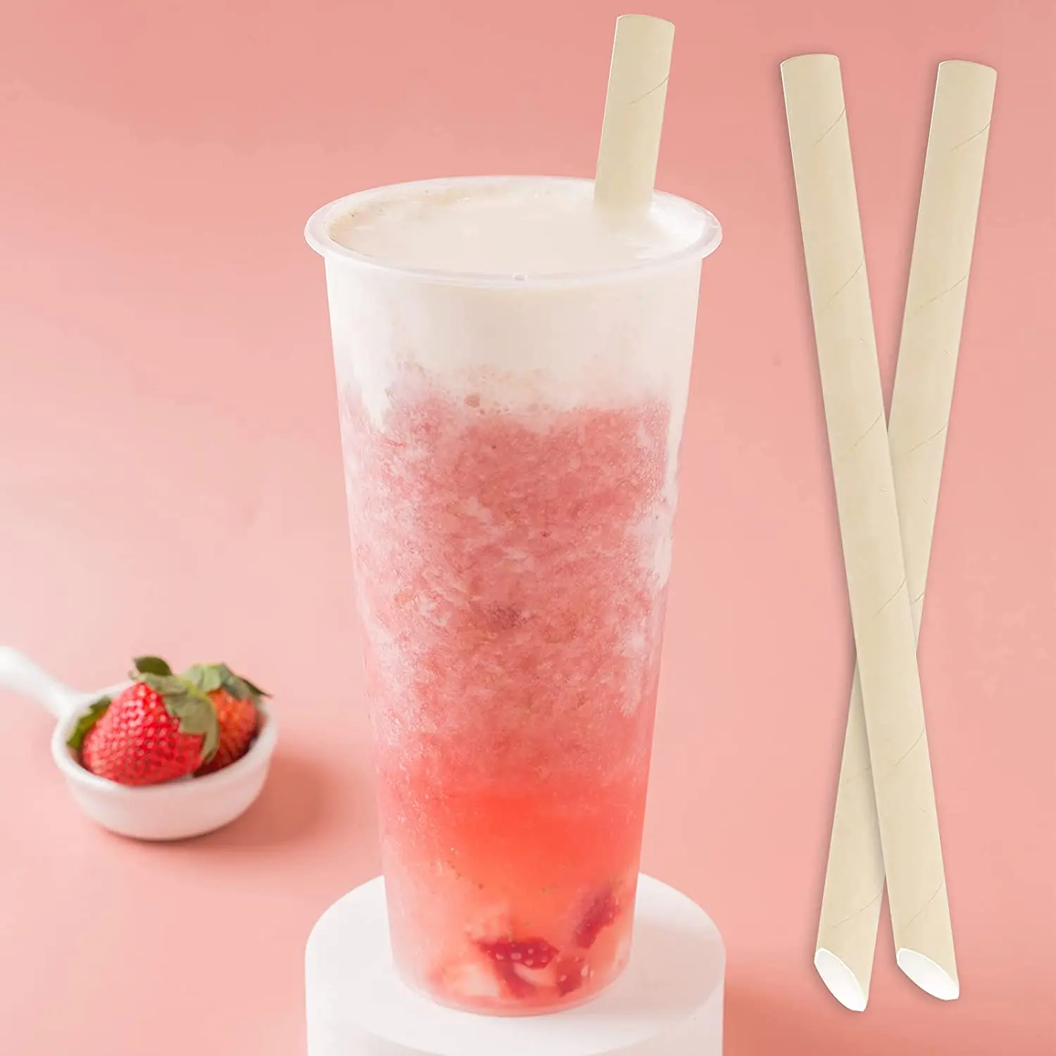 12mm biodegradable Boba Paper Straws Black And White Paper Straws For Milk Tea &Juice