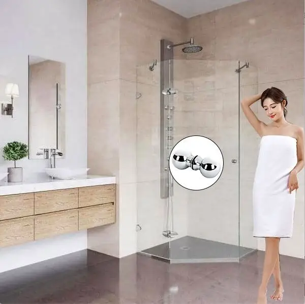 High Quality Easy to Install Handle Knob in Lifetime Brass Satin-Chrome White Gold Plated for Shower Bath Cabin Sliding Door