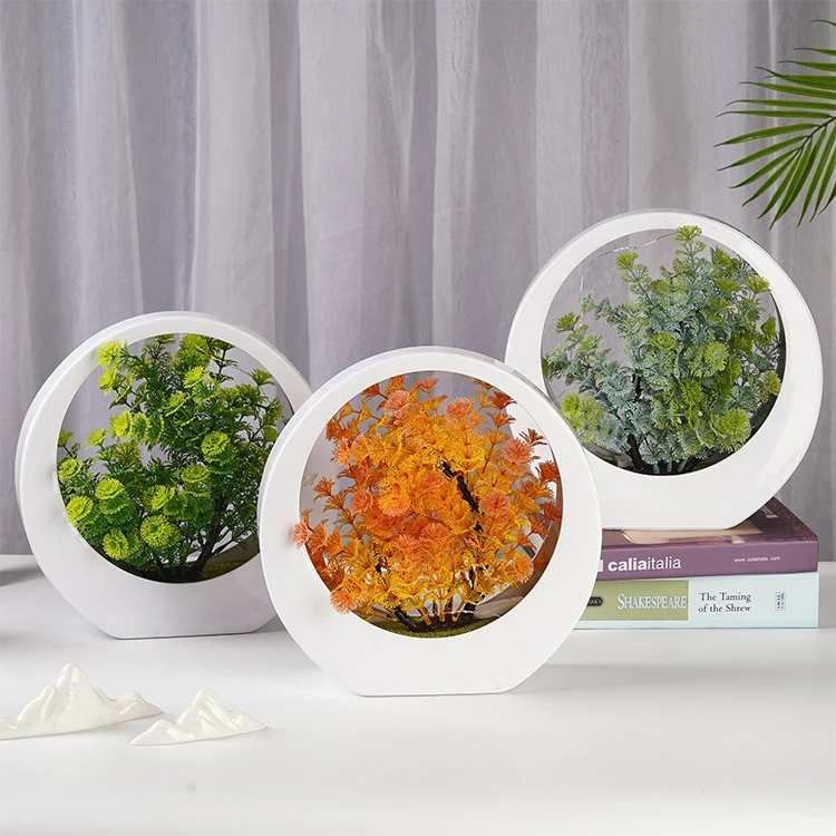 5 Small Lotus Simulation Small Bonsai Office Desktop Ornaments Home Decoration Multi-color Artificial Potted Plants With Lamp