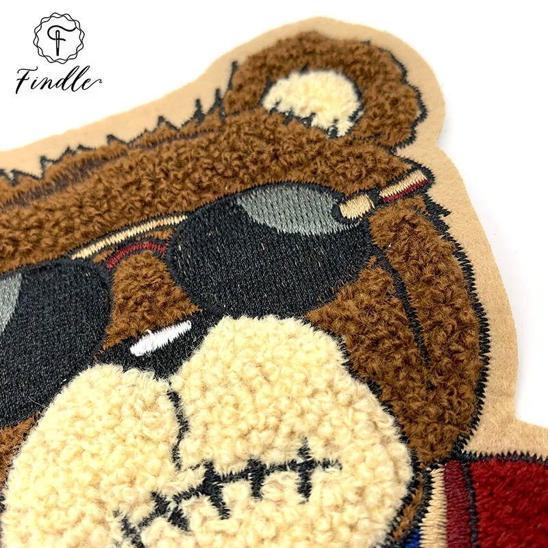 Factory wholesale large cartoon custom bear chenille patches embroidery