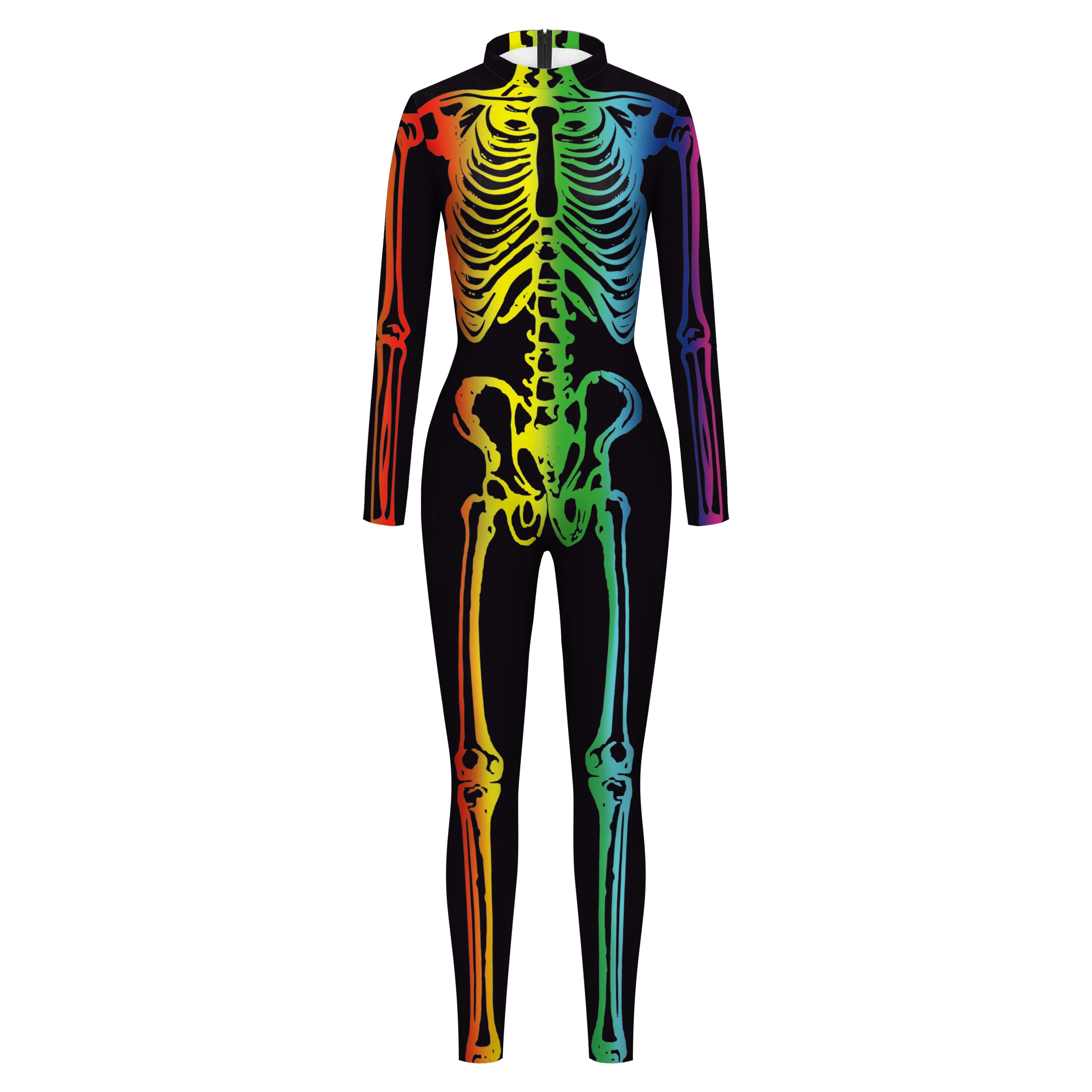 NADANBAO Human Skeleton Printed Halloween Costume Ladies Jumpsuit Men Jumpsuit Custom Gothic Punk Costume for Halloween