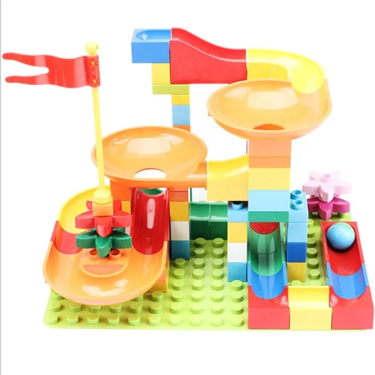 DIY собрать 55-162pcs пластиковый наклонный лоток шарики прокатки развивающие Marble Run «трек ABS большой конструкторных блоков Детские кубики комплект для