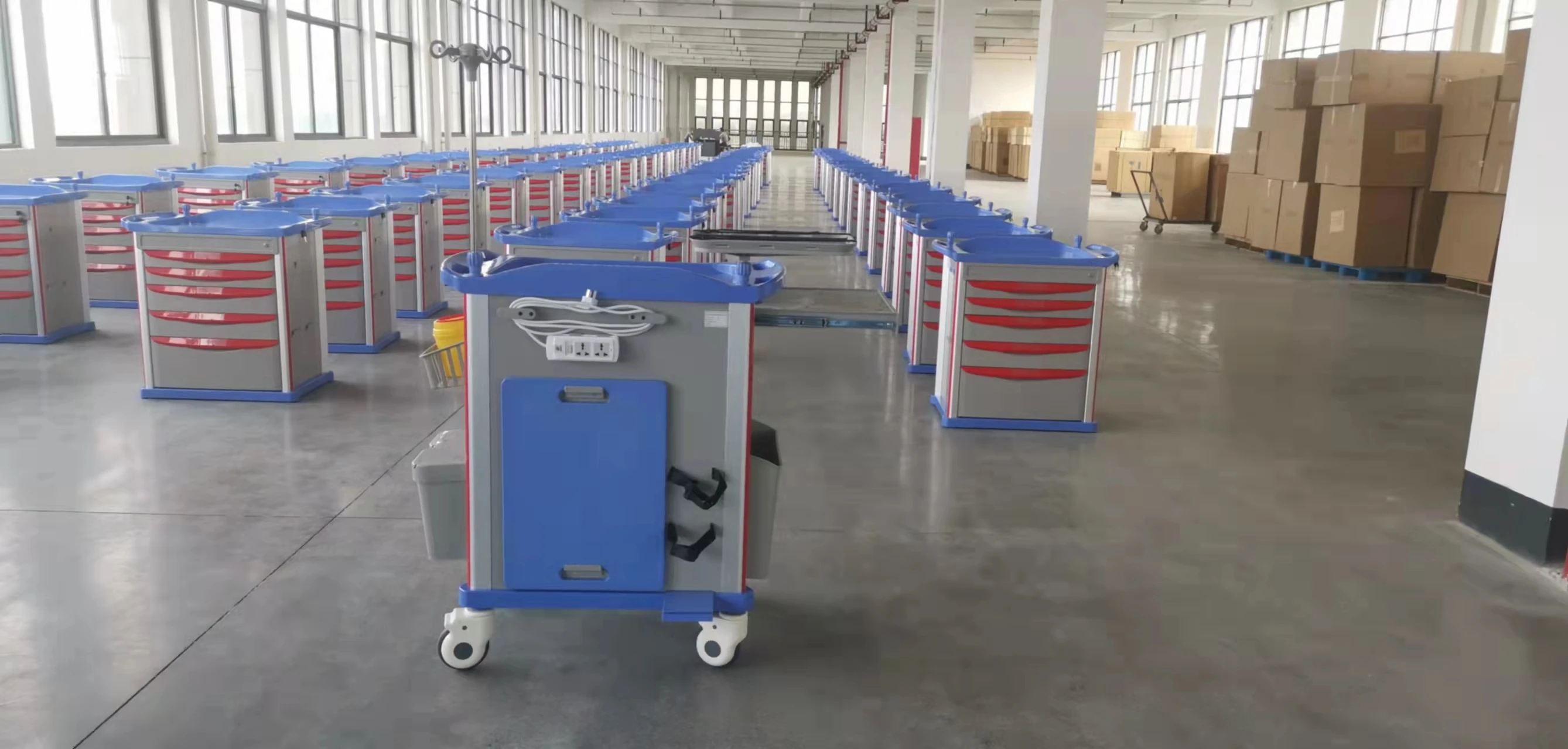China Factory Direct Sale Medical Furniture ABS Nursing Cart Emergency Trolley for hospital using