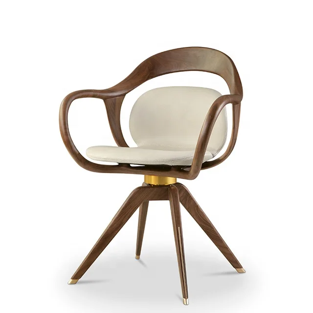 
Italian Furniture Swivel Dining Accent Chairs With Armrest For Home Office 