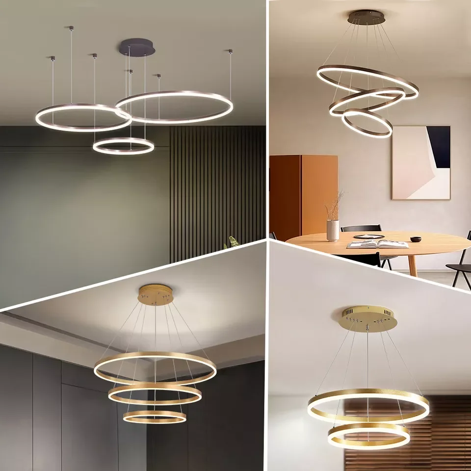 Simple High Quality Ceiling Contemporary Circle 4 Rings Indoor LED Chandelier Modern