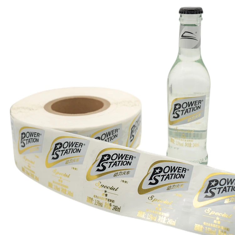 Promotional High quality long duration time custom vinyl gold foil beverage sticker