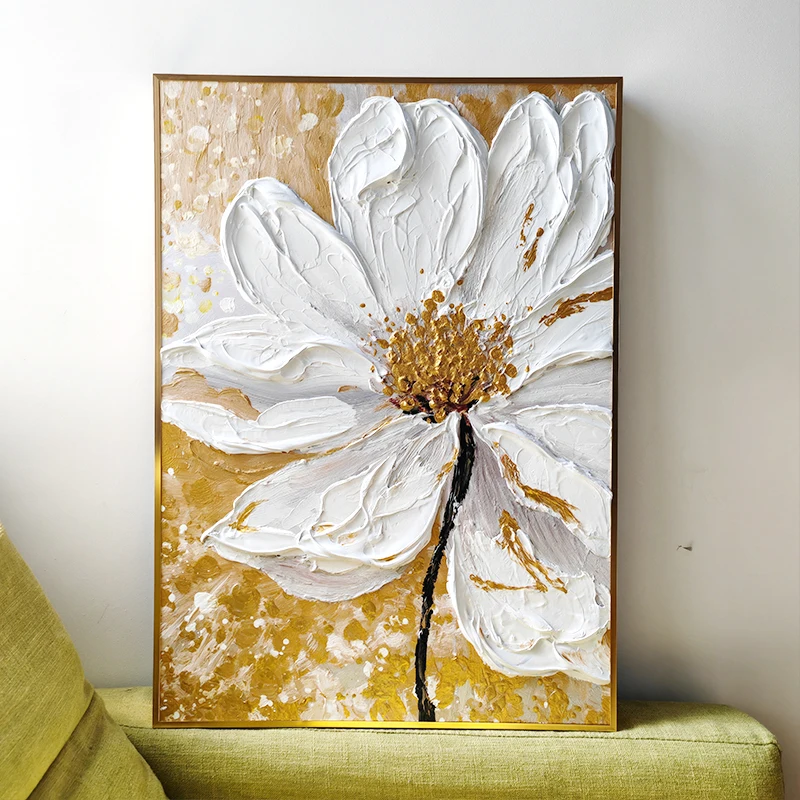 Original Art Modern Flower Hand-Painted  Wall Art for Home Decoration Custom Size texture Oil on Canvas for Living Room