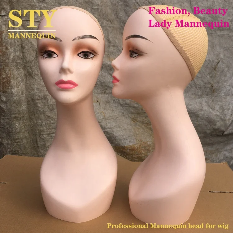pink mannequin head Yellow eye shadow head mannequin display wholesale human hair mannequin head
