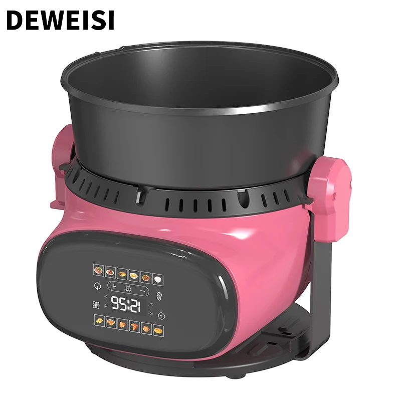 Touch screen electric air fryer with glass window view food container with electric pan grill functional household appliance