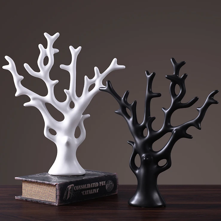 White and Black Ceramic Prosperity Tree Craft Home Ceramic Decoration modern home decor new design home decor