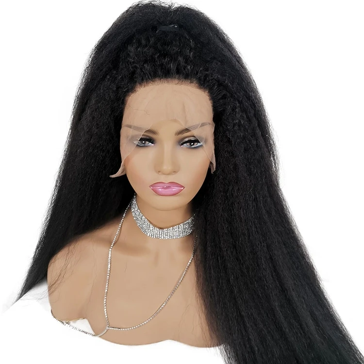 Hot sale shiny 13*4 Kinky straight lace front wigs with good quality for black women