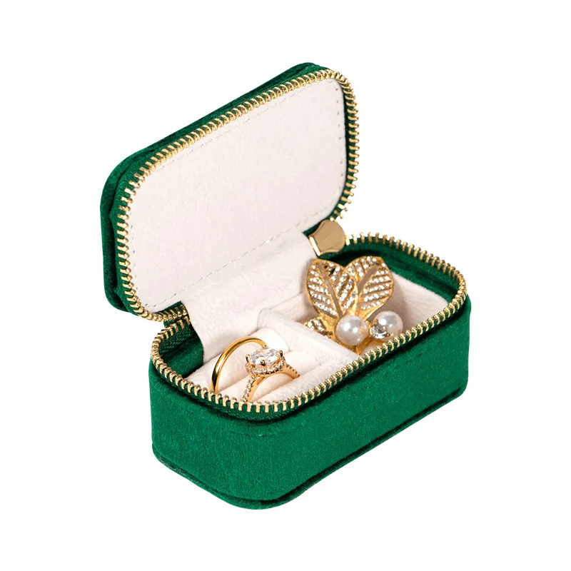 Luxury Velvet Jewelry Organizer Box Mini Travel Jewelry Storage Case for Necklace Earrings Rings Bracelet
