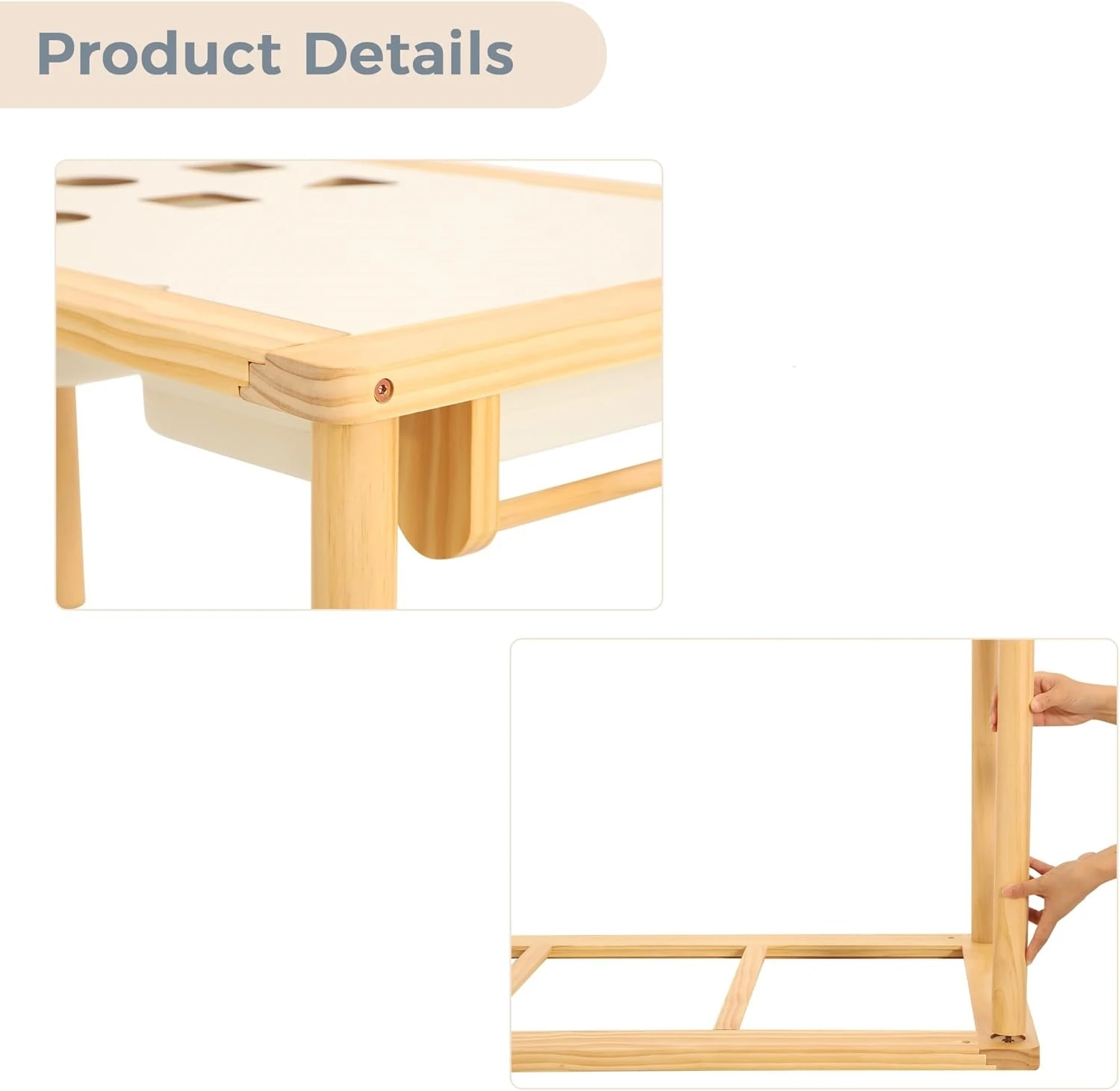 Sensory Table with 3 Foldable Storage Bins, Multifunction Wooden Sand and Water Table with  Board