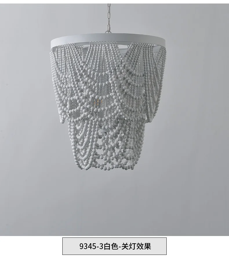 American  countryside BOHEMIA Retro Wood Art Wooden Bead Design Nordic Ceiling Lighting Chandelier For Living Room