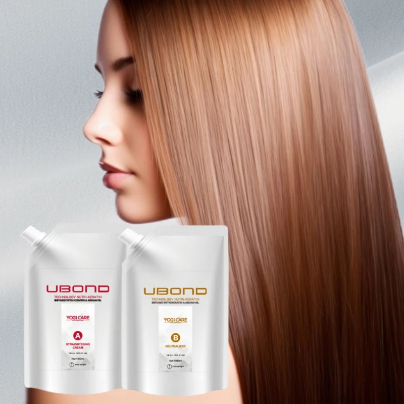 Free Sample 1000ml*2 Ubond Herbal Hair Repair Product Smooth Straight Cream Care Set
