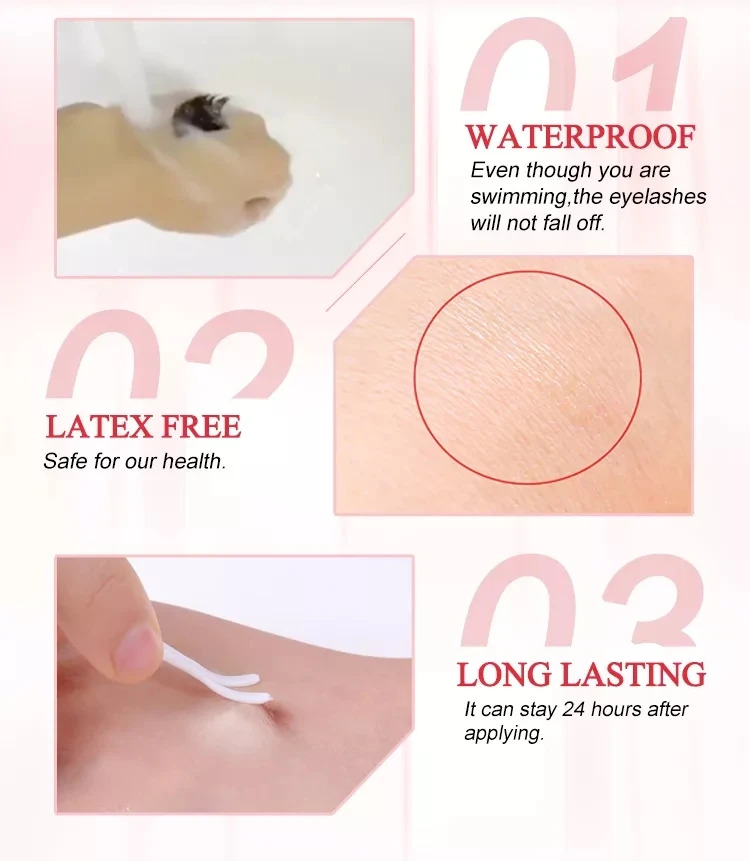 custom cyanoacrylate latex free oil resistance adhesive lash eyeliner glue wholesale clear liquid lash adhesive