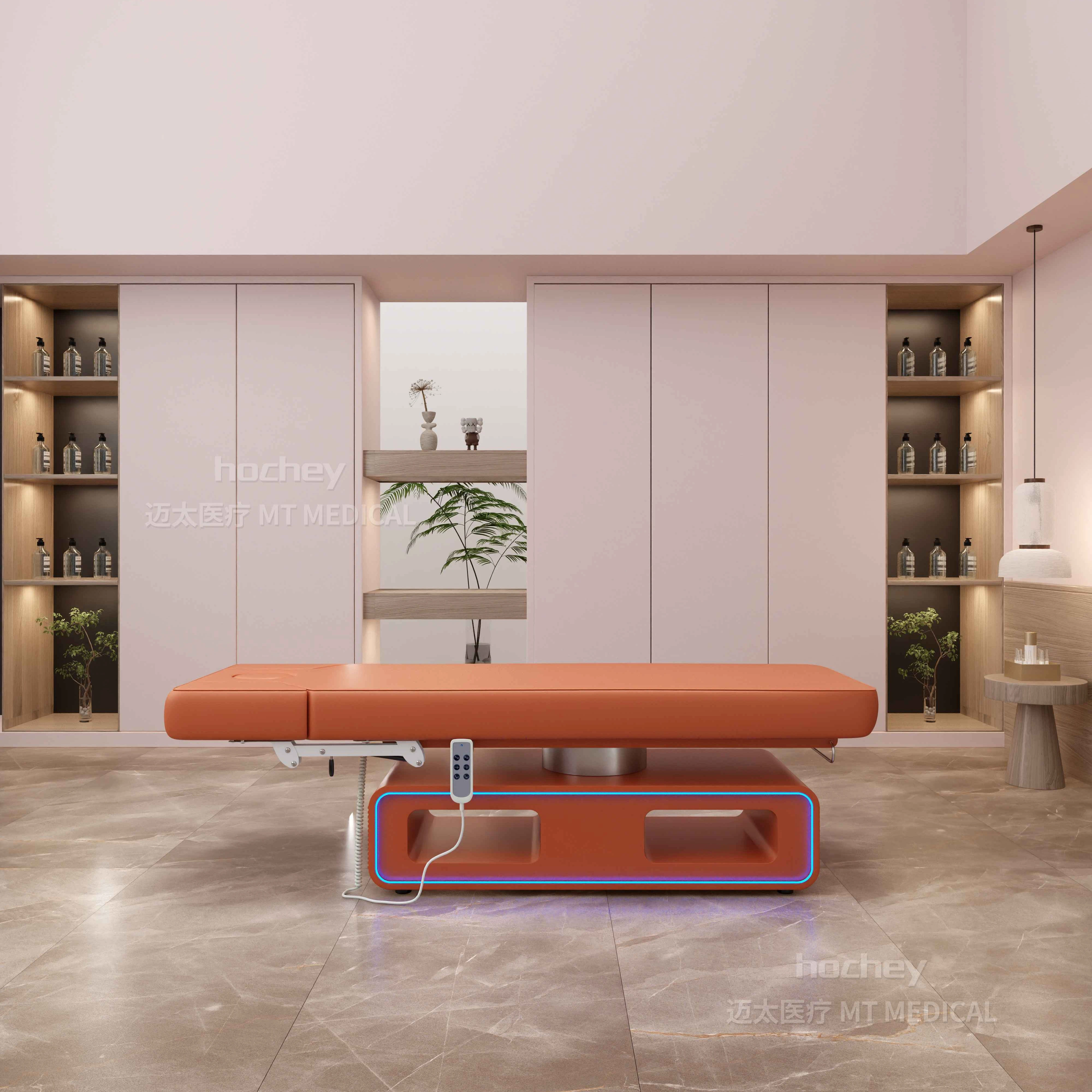 Hochey Beauty SPA Electronical Salon Furniture With Lights and Heating Function Golden Base With 3 Motors