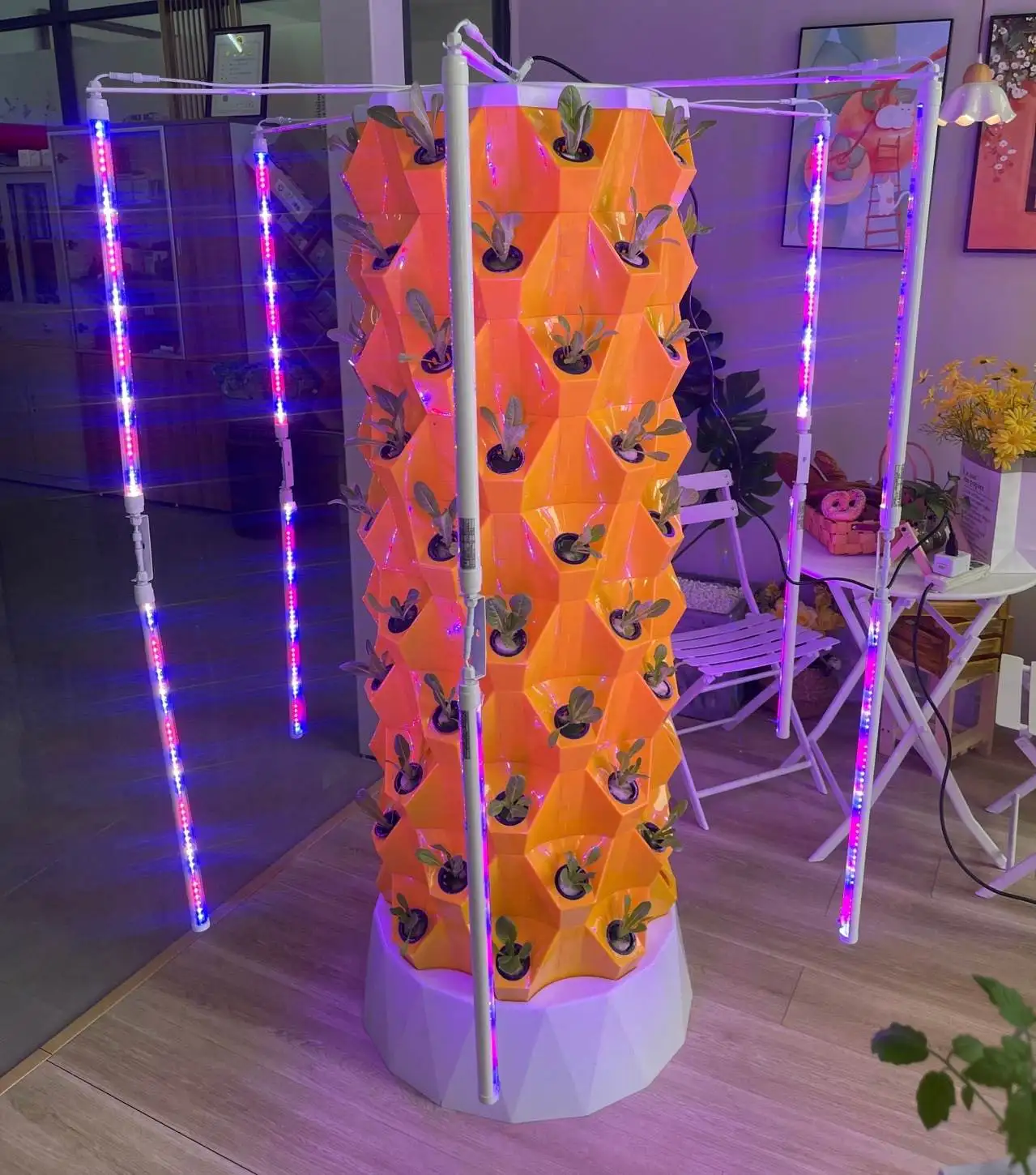 Vertical Hydroponic System Garden Tower  8 Layer 64 Plant vertical tower for greenhouse leafy vegetables