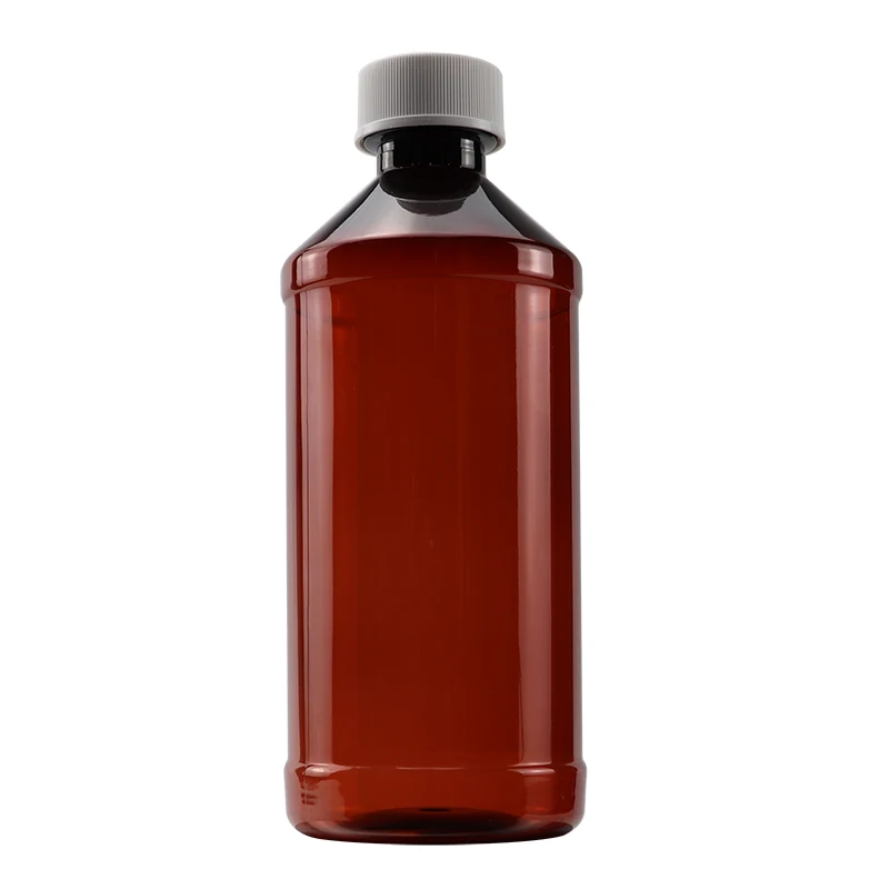 16 oz amber pet cough syrup plastic arch modern round bottle bottles medical with 28-400 child proof cap