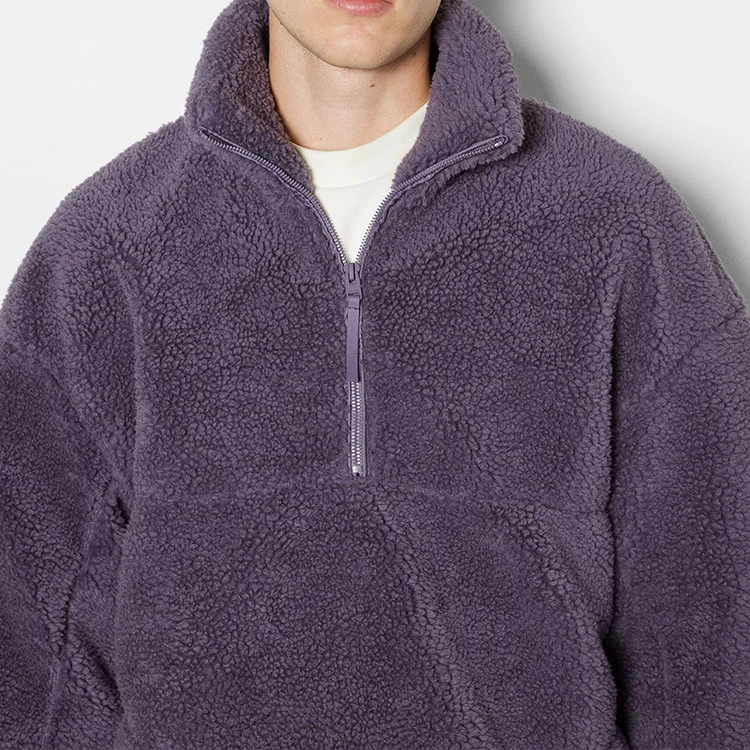 OEM custom embroidery logo winter sherpa fleece jacket men