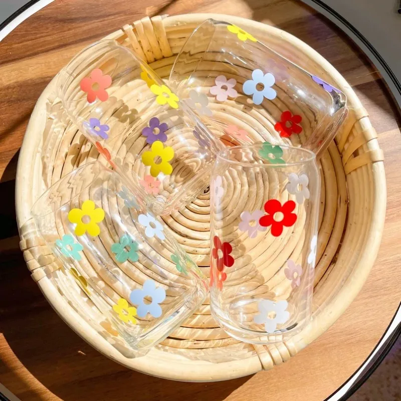 16oz Sublimation Rainbow Color Beer Clear Glass Can With Lid And Straw Nordic Coffee Can Water Glass Cup For Drinks Canning Jars