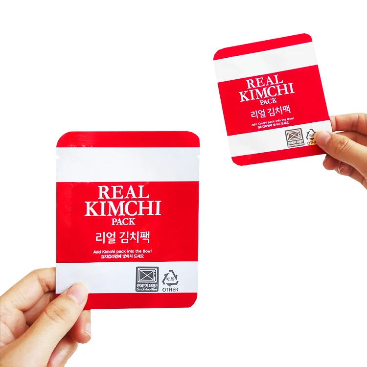 Custom Print Heat Seal  3 Sides Seal Spicy Korean Cabbage Kimchi Packaging Bag