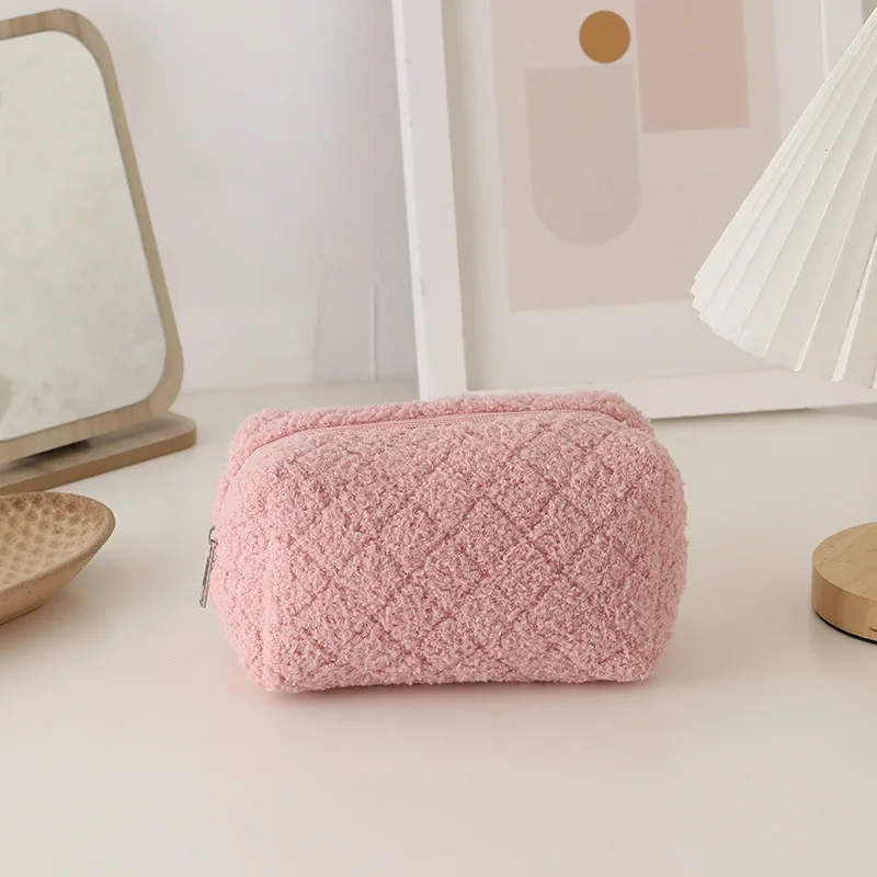 New Arriving Sheep Wool Makeup Bags Simple Travel Cosmetic Bags Makeup Toiletry Bag Students Pencil Case Bolso De Cosmeticos