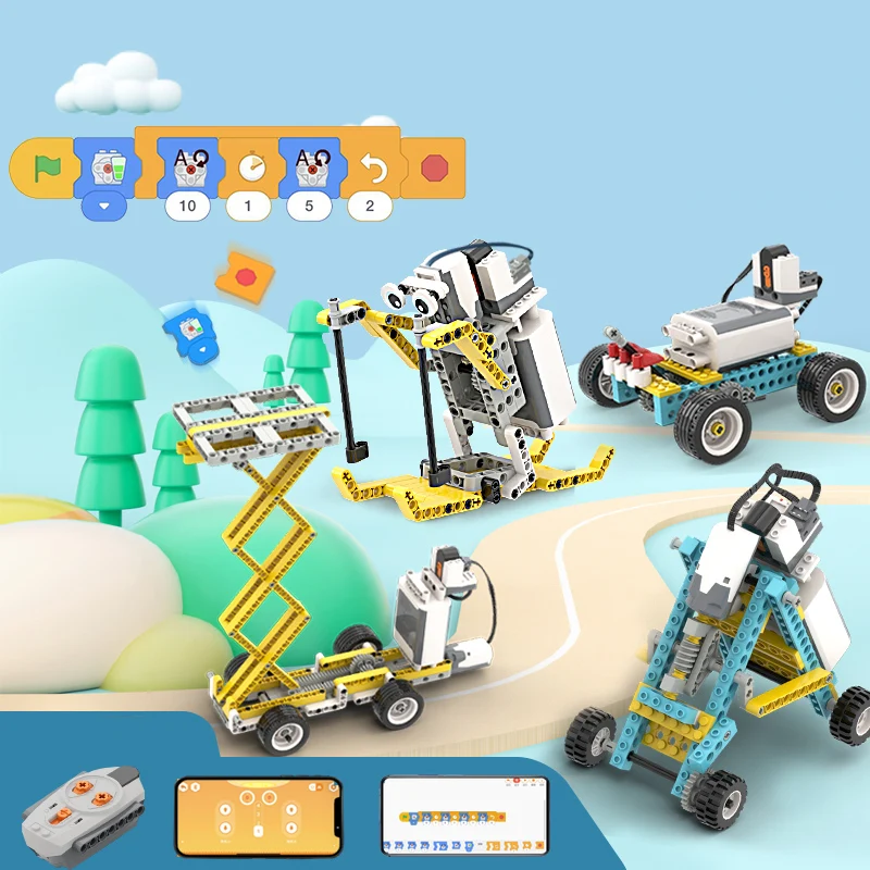 702PCS 50-in-1 STEAM Programmable APP Control Robot Brick DIY Assembly Stem Robots Building Block Educational Toys