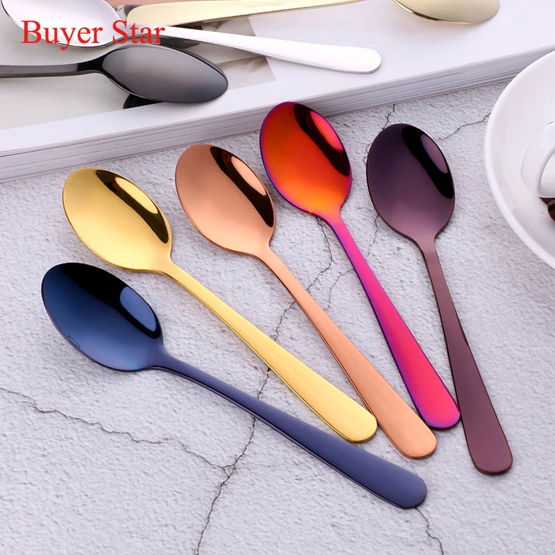 Customize logo 304 stainless steel multi-colors tea coffee spoon