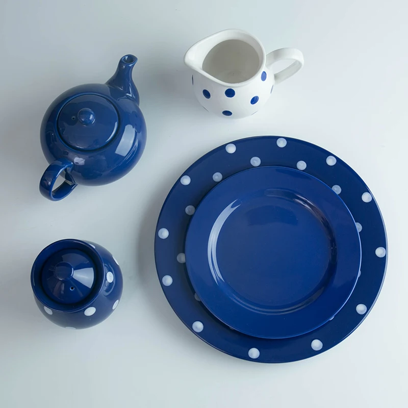 bohemian style italian fruit salad blue ceramic dinner plate traditional porcelain serving plate