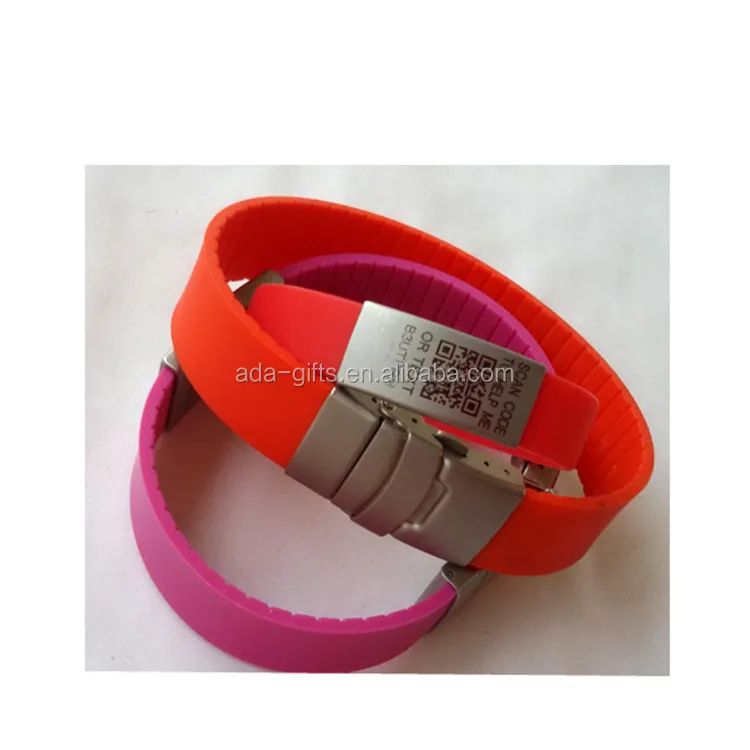 Hot products Adjustable Id Silicone Bracelet Medical Alert ID Wristband Bracelet With Stainless Plate And Clasp