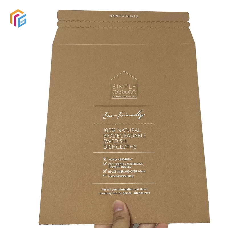 Custom white logo print hard kraft mailing envelopes document envelope cardboard envelopes with logo