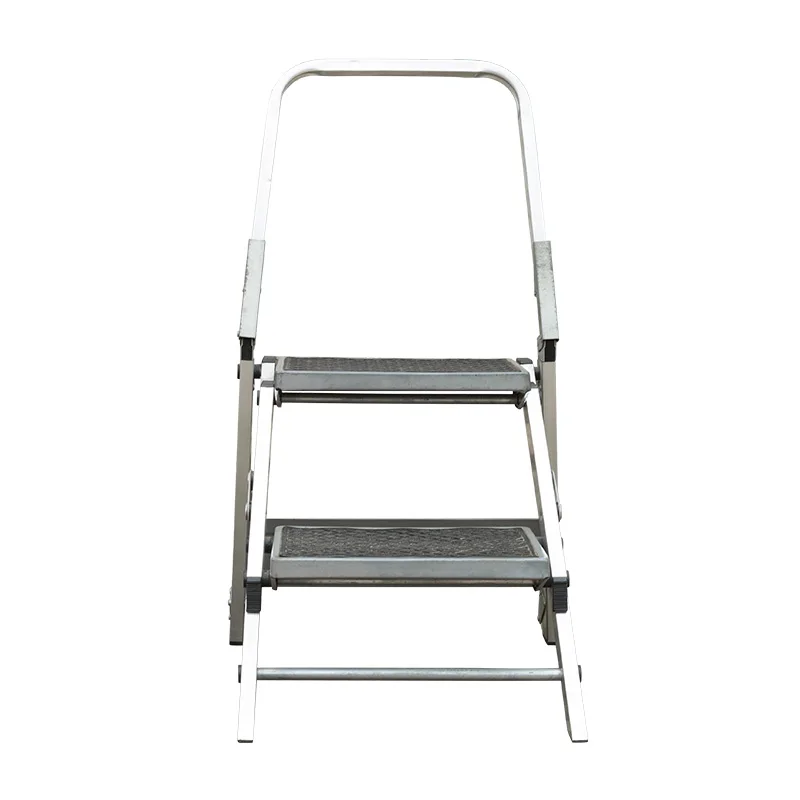 Hot selling household aluminum A-frame folding ladder 2-step widened anti-slip ladder with handrails