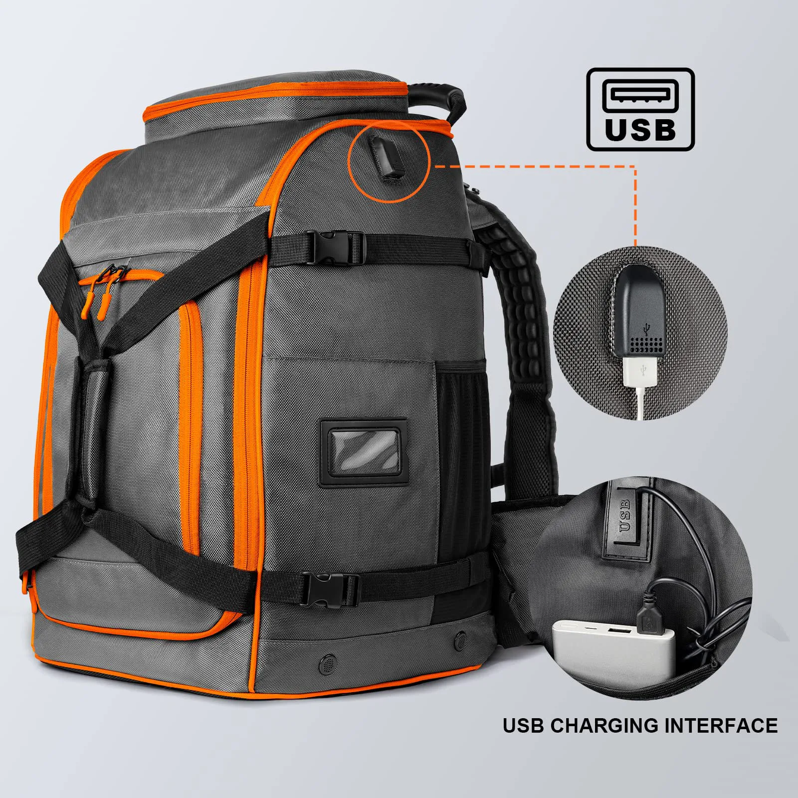 Waterproof Durable Ski Equipment Air Travel Adjustable Length Double Padded Rolling Wheels Ski Bag