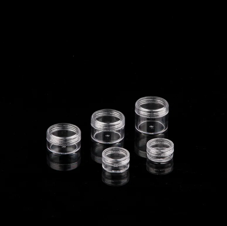 3g 5g 10g 15g 20g Clear Plastic Round Box Jewelry Storage Case Small Container Jars Powdered Cosmetic Samples box
