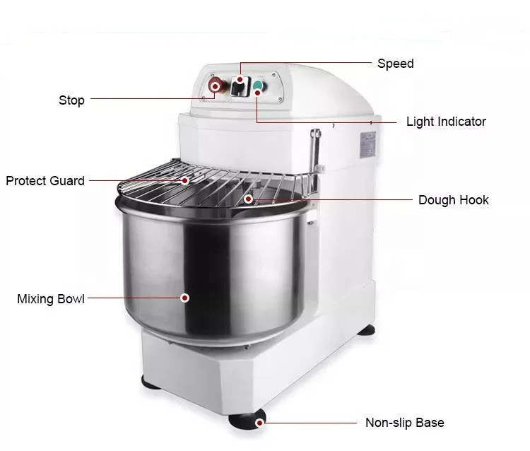 Commercial dough mixer machine electric HS 50 kg bread hs 50 spiral dough mixer 50 kg dough mixer commercial use for bakery