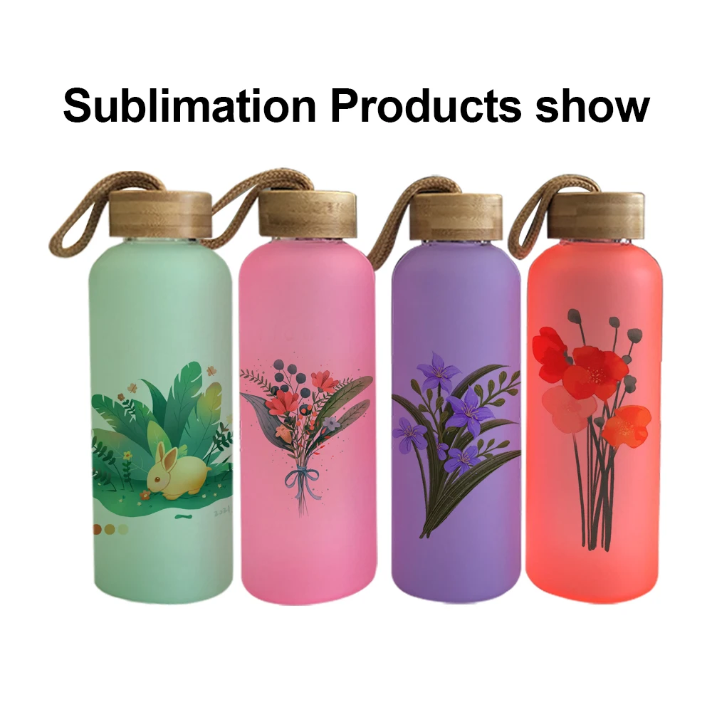 Hot Sale sublimation blanks 20oz mixed color coffee soda shaped beer Sublimation Glass WATER BOTTLE with bamboo  lid top