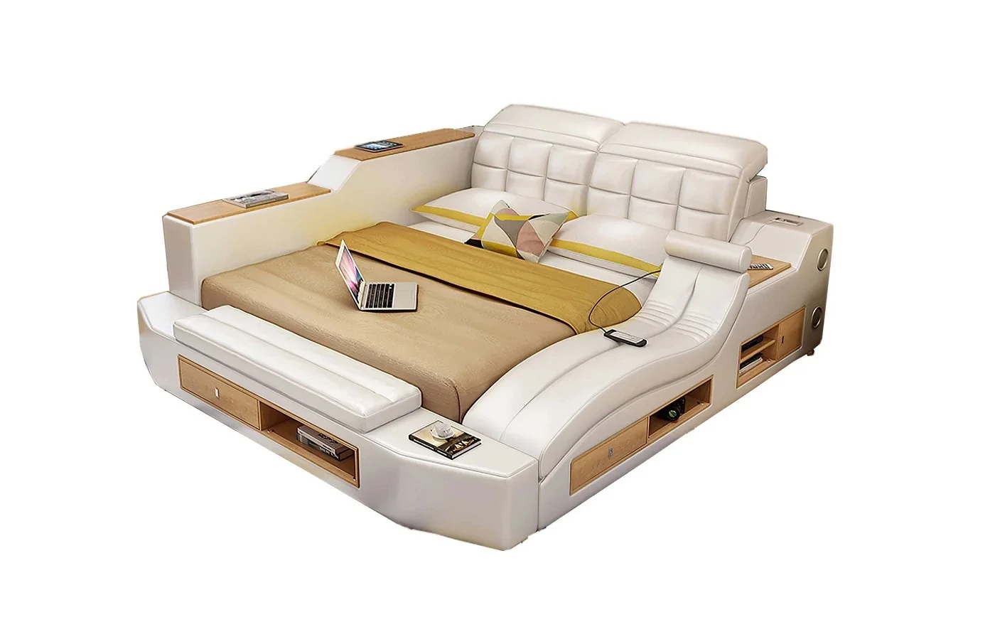 Amazon best-selling multi-functional bed with projector storage cabinet portable function smart bed for bedroom