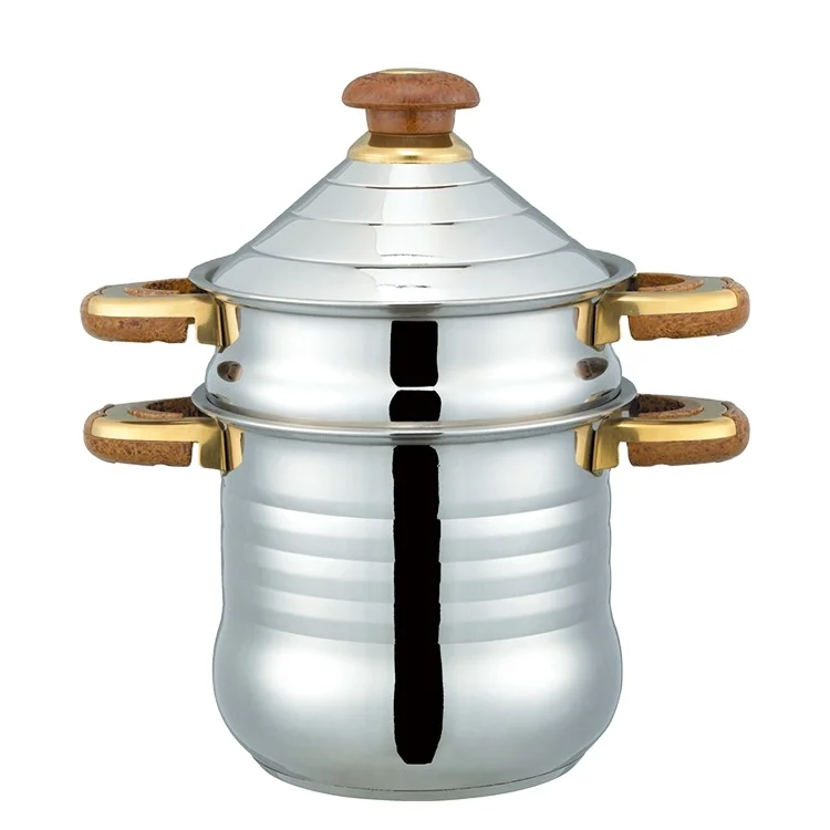 High Quality Stainless Steel Kitchen Cookware Set Classic Design Iron Couscous Pot Eco-Friendly Metal Handle Home Cooking