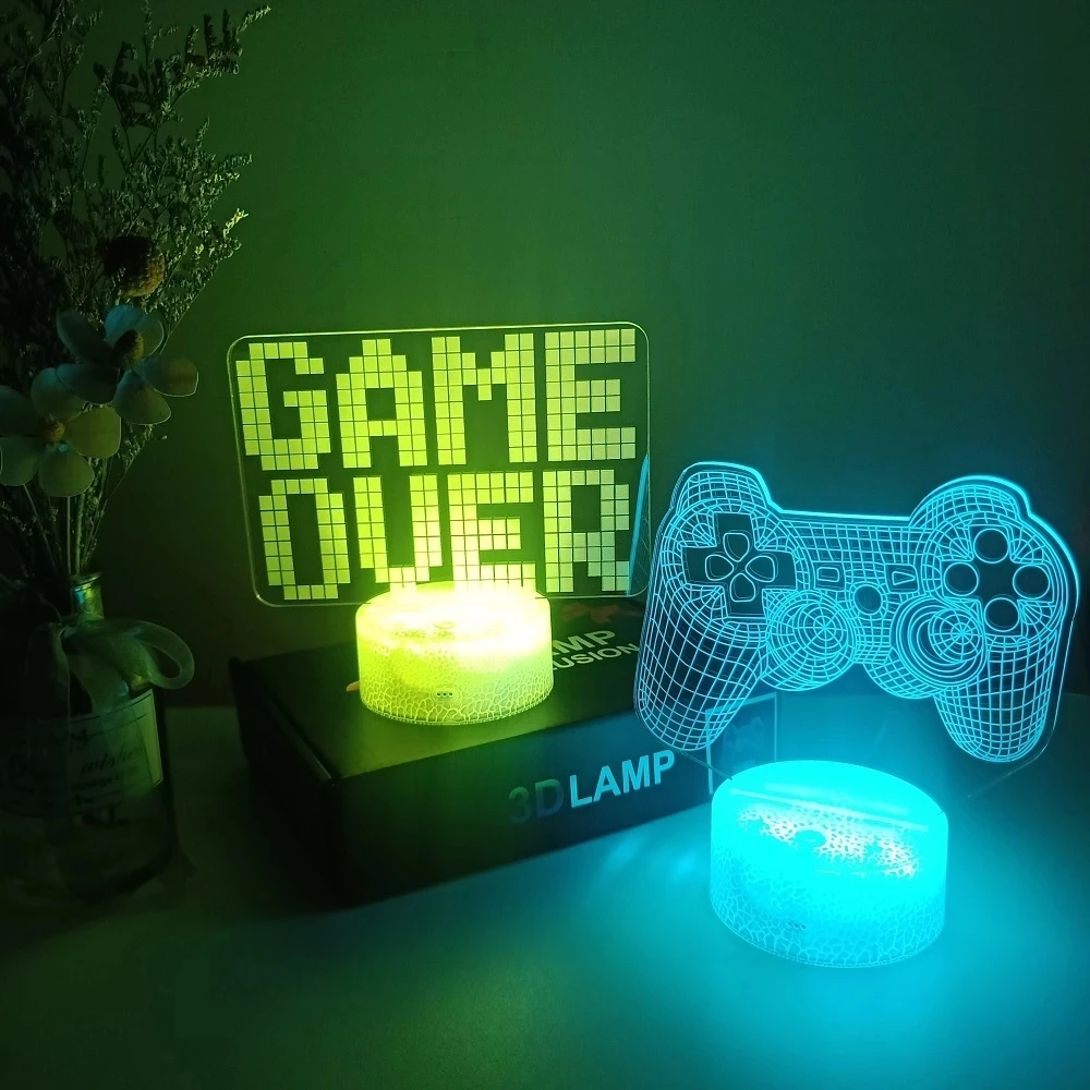  Ночник 3D для игровой комнаты настольное освещение декор на стол игровая консоль значок логотип сенсорный светильник детей прикроватный