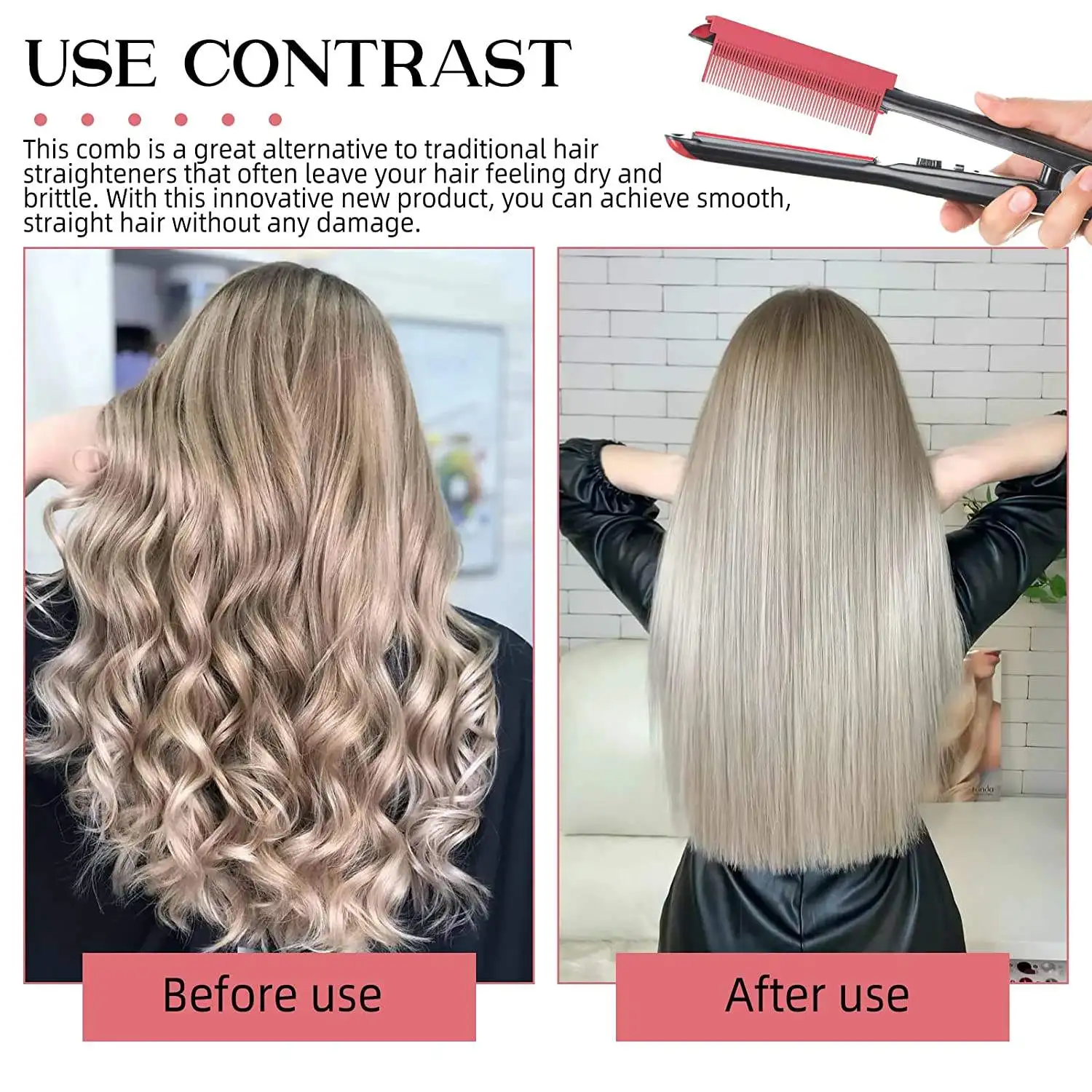 Flatiron Comb Attachment Heat Comb Hair Straightener Removable Carbon Fiber Plastic Nimble Comb For Hair Straightener