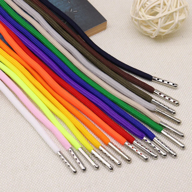 New Arrival Eco-friendly Custom Fashion Polyester Round Flat Drawstring Cords With Metal End Tips for Hoodie shorts