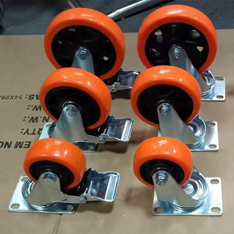 China made high quality factory wholesale professional production orange caster universal heavy duty cart wheels