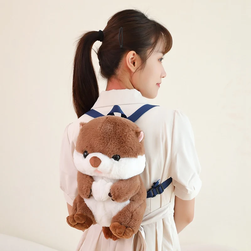 Wholesale Lovely Soft Sea Otter Plush Doll Custom Stuffed Animal Plush Toy Cute Otter Plush Backpack