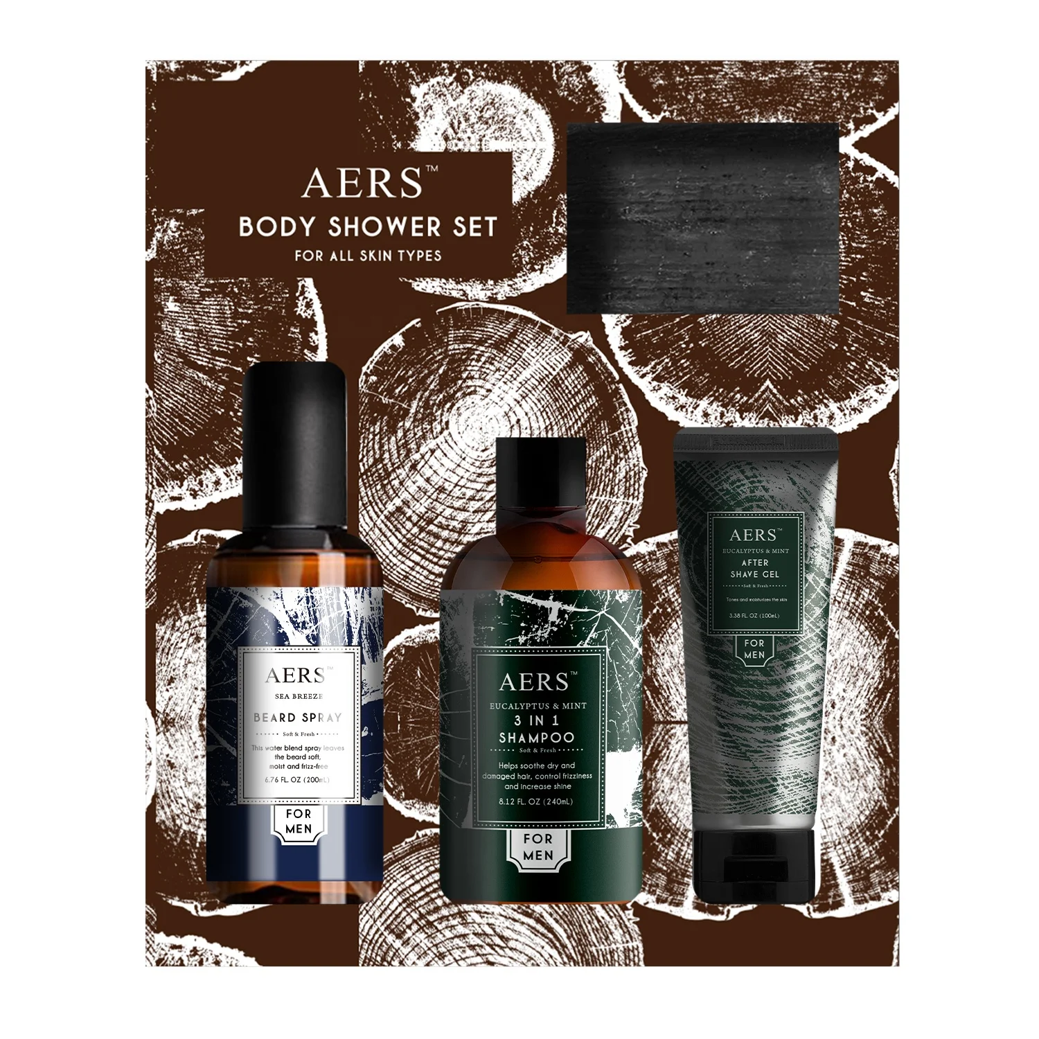 Настраиваемый набор для душа с 240 мл шампунем 3 в 1 240 мл спрей для тела 100 мл после бритья 100 г бамбуковый уголь мыло ручной работы