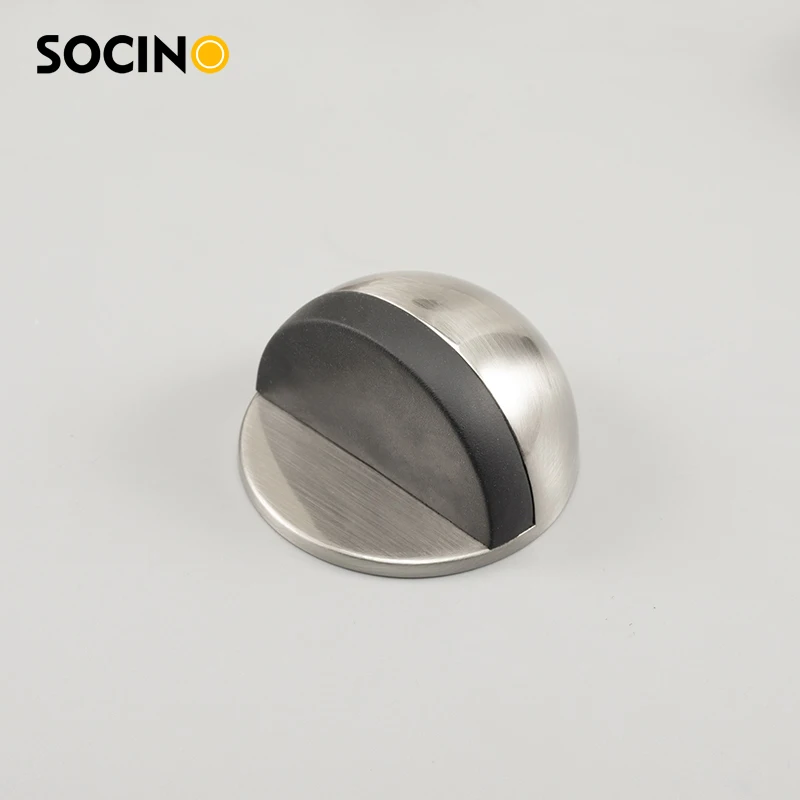 Anti-Collision Hotel Bathroom Doorstop 3M Adhesive Zinc Alloy Black Doorstop with Two Mounting Methods Screw & Glue Options